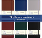 COMIX 24 Pack Lined Journal Notebooks for Work, 240 Pages, 5.5" x 8.3", A5 Hardcover Journaling Notebooks for Notes-Taking Writing, Business Notebooks Jounrnals for Office School