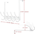 SKOLOO Over The Door Hook, Door Hanger Hooks for Hanging Clothes, Towels, Coats, Hats, Over The Door Towel Hook - White, Assembly Required