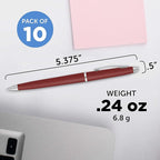 DISCOUNT PROMOS Langham Ballpoint Pens Set of 10, Bulk Pack - Black Ink, Great for Office, School, Business, Tradeshows - Burgundy