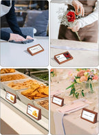6 Pack Small Wood Price Tag Label Holder Tabletop Stand or Recline Small Sign Holder for Retail Store Boutique Name Card Restaurant Food Labeling (3.15X1.57 in)