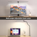 Hensam Desk Lamp for Home Office, Double Head Desk Light with Clamp, Dimmable 5 Color Modes Task Lighting, Eye-Caring Architect Table Lamp for Workbench, Dual Monitor, Study, 1400lm