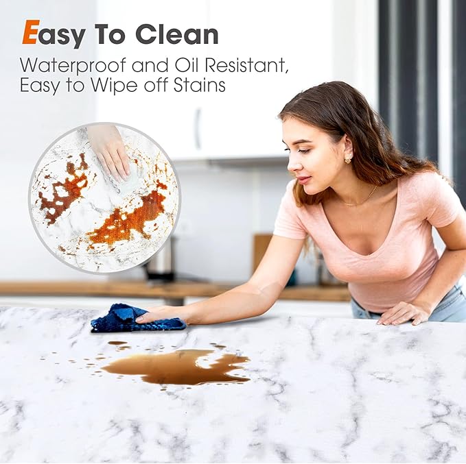 ALIUNI Drawer and Shelf Liner, Non-Slip Kitchen Cabinet Liners Non-Adhesive Thick Strong Grip Waterproof Washable Mats Protect Dresser Shelves Cupboard Bathroom Cabinets, White Marble, 18 in X 20 FT