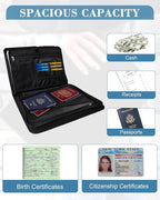 Fireproof Important Document Organizer Folio - Accordion File Organizer, 13 Pocket Expanding File Folder with Labels,Safe Holder and Organizer for Birth Certificate,Paper,Receipt,Bill,etc.