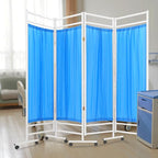 Medical Privacy Screens, Waterproof Nylon Fabric, 78.7 * 70.9 in Foldable Rolling Medical Privacy Screen with Silent Wheels, Suit for Hospitals, Clinics, and Nursing Homes (Blue, 4 Panels)