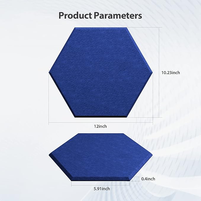 Amantech 12 Pack Acoustic Panels Self Adhesive Sound Proof Foam, High Density Sound Acoustic Panel, 12X10.23X0.4 Inch Hexagon Panels in Home, Office, Reccording Room, Studio,and more(Telecom Blue)