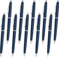 DISCOUNT PROMOS Langham Ballpoint Pens Set of 10, Bulk Pack - Black Ink, Great for Office, School, Business, Tradeshows - Navy Blue