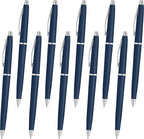DISCOUNT PROMOS Langham Ballpoint Pens Set of 10, Bulk Pack - Black Ink, Great for Office, School, Business, Tradeshows - Navy Blue