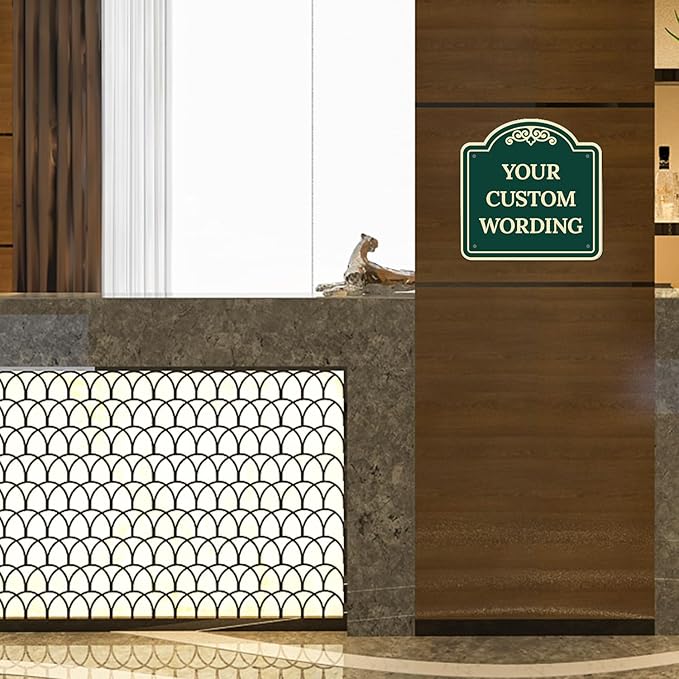 Custom Decorative Sign, Personalized Metal Sign for Business, Driveway, Home, Airbnb, Office Door Plaque,Green Background,12x12 Inches, ACM, Fade Resistant, Made in USA