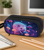 AnySmic Hedgehog Pencil Case for Boys Girls, Large Pencil Pouch for Kids, Polyester Big Capacity Pen Case with 2 Compartments, Double Zipper, Pen Bag Organizer