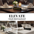 12 Reserved Table Signs – Black Stainless Steel with Silver Mirror Lettering | Elegant, Durable & Reusable Reserved Signs for Wedding Receptions & Restaurants | Wedding Accessories & Restaurant Supplies by Adaptic Group®