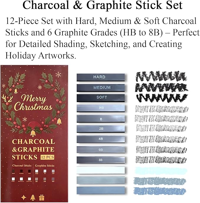 Fuxi Art Supplies for Teens 14-16 Girls, Professional Sketch Book and Pencils Set, Gifts for Sketch Artists with Stocking Stuffers.