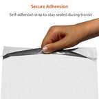 Amazon Basics Poly Bubble Self-Seal Mailer, 6" x 10" (Internal Size - 5.75" x 9"), White, 50-Pack, White/Grey