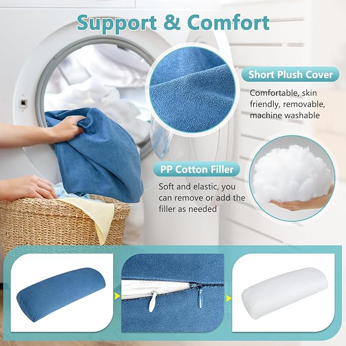 KAAMOS Recliner Leg Rest Cushion Foot Rest Pillow for Recliner Foot Pillows for Resting Feet Sofa Footrest Pillow for Recliners Chair Couch Leg Rest Pillow Half Moon Bolster Pillow Under Knee