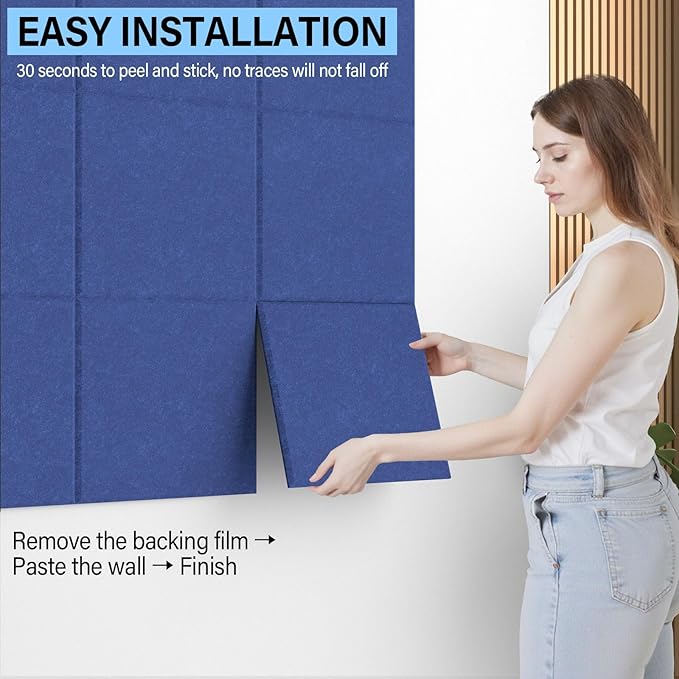 Baysola Large Cork Boards for Walls – 48" x 36" Self Adhesive Felt Wall Tiles, Ideal for Office Wall Organizing Bulletin Board, Easy to Install Cork Boards Felt Board