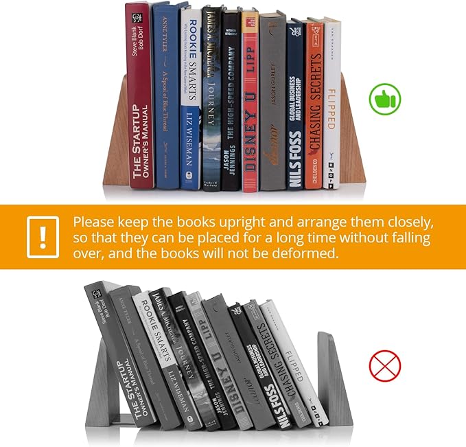 DRELIFAM Wood Handmade Heavy Duty Bookends for Shelves Decorative Book Ends to Hold Books for Office