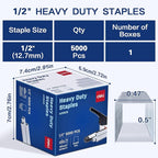 Deli Staples, Premium Heavy Duty Staples for Heavy Duty Staplers, 1/2'' Length, 90 Sheet Capacity, 100/Strip, 5000/Box