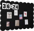 Mooliwe Scalloped Felt Bulletin Board 36 x 24 Inches Foldable Black Pin Cork Board Alternative for Wall, 3' x 2' Trifold Picture Vision Self Adhesive Bulletin Decorative