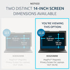 Kensington MagPro™ Magnetic Laptop Privacy Screen 14 inch, Removable 16:10 Laptop Privacy Filter, Anti-Glare, Blue Ray Reduction, Compatible with HP/Dell/Acer/Asus/Samsung/Lenovo (K55254WW)