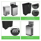 SIMPLYKLEEN 40 Liter / 10.5 Gallon Kitchen Trash Can with Lid, Large Step Garbage Can, Soft-Close Trash Bin for Bathroom Office, Brushed Stainless Steel