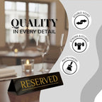 6 Reserved Table Signs – Black Stainless Steel with Yellow Mirror Lettering | Durable & Reusable Reserved Signs for Wedding & Restaurant Events | Wedding Accessories & Restaurant Supplies by Adaptic Group®