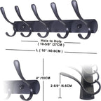 SKOLOO Coat Rack Wall Mount - Modern, Metal Wall Coat Rack with 5 Hooks, Sturdy Wall Hook Rack Rail for Hanging Coat, Jacket, Clothes, Hat, Matte Black