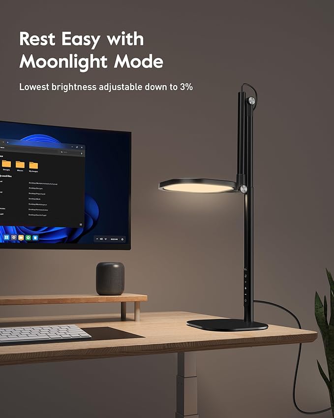 LitONES Led Desk Lamps for Home Office with Base, Tall Desk Lamp with 50 Light Modes & Memory and Timer Func Computer Light, Flexible Adjustable Table Lamps for Video Conference, Architect or Study