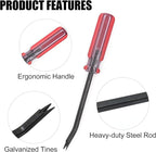 GEARLINTON Staple Remover Heavy Duty Tack Puller with Double Pronged Head, Industrial Staple Remover Upholstery Tool for Furniture, Floor, Carpet, Carton (Red Handle)