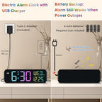 Peakeep Digital Alarm Clock for Bedrooms, Date Day of Week Large Display Numbers 6 Brightness Dimmer, 5 Volume Loud for Heavy Sleepers, 8 RGB Colors Electric Desk Clock Battery Backup, Auto DST