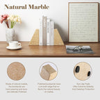 Karibiber Marble Bookend for Heavy Books, Decorative Bookends for Shelves, Durable and Heavy-Duty Book End for Hardback Book & CDS, Unique Book Stopper & Holder, Pearlly Yellow, Set of 2