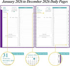 Daily Planner 2026 Full Page Per Day- 2026 Daily & Monthly Planner from January 2026 to December 2026, Day Planner 2026 with 12 Months Tabs, 8.5" x 11", Purple