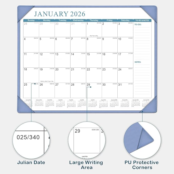 Desk Calendar 2026, KOPEESY New Year Large Desk Calendar with Desktop Mat, 18 Months from January 2026 - June 2027, 22” x 17” Desktop Monthly Planner for Home or Office School