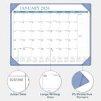 Desk Calendar 2026, KOPEESY New Year Large Desk Calendar with Desktop Mat, 18 Months from January 2026 - June 2027, 22” x 17” Desktop Monthly Planner for Home or Office School