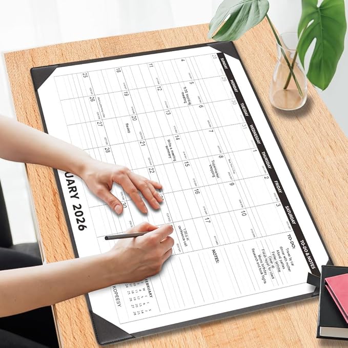 Large Desk Calendar 2026 with Desktop Mat, KOPEESY 22" x 17" Desktop Calendar, 18 Mouths From January 2026 to June 2027, Office Supplies Desk Blotter Calendar for Home School and Office