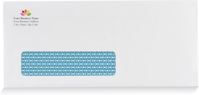 Aimoh 250#10 Custom Printed Single Left Window Envelopes - Text and Logo Customization - Gummed Closure - Size 4-1/8x9-1/2 Inches -24LB-250 Count (7-35310-250)