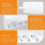 Beego Entryway Key Holder for Wall - White Acrylic Key Rack with Shelf Decorative Key Hanger Wall Mount Mail Organizer with 6 Key Hooks for Office Hallway Kitchen Living Room Home Décor