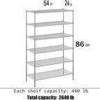Regal Altair 24" Deep x 54" Wide x 86" Height Wire Shelving Kit | 6-Tier | NSF Commercial Storage Rack Unit