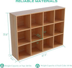 OSCHF 12-Cube Storage Shelf Bookcase - Wooden 3-Tier Floor Standing Open Bookshelf for Home and Office, Display Cabinet, Oak