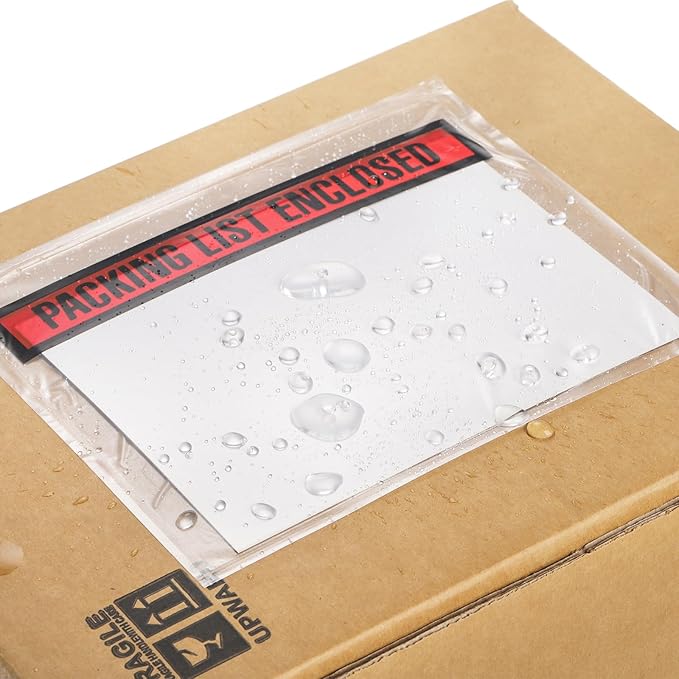Nicunom 500 Pack 7.5'' x 5.5'' Packing List Envelopes, Adhesive Shipping Label Sleeves Clear Packing Slip Pouches Top Loading Packing List Pouches for Mailing