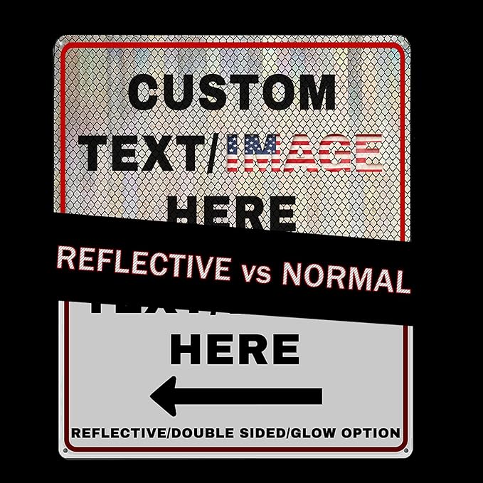 Custom Directional Arrow Sign, Glow in the Dark/Reflective Option, Personalized Metal Address Plaque, Customize for Business Logo, Office, Home, Yard, Outdoor 10''x7''