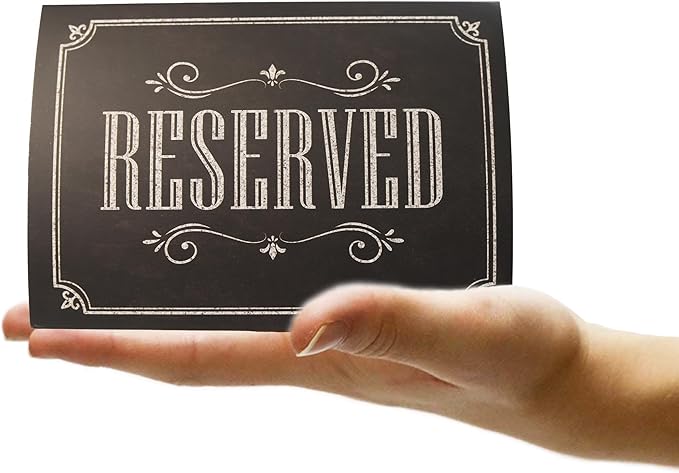 20 Pack Rustic Reserved Table Sign - Reserved Signs For Wedding - Black Chalkboard Reserved Signs - Wedding Accessories - Tent Cards For Reserving Seats & Places - Place Cards for Party