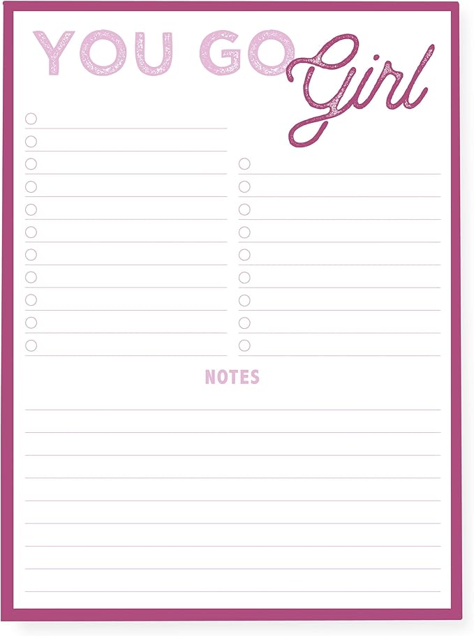 Graphique Large Notepad, Future is Female – 6" x 8", Cute Notepad with 150 Tear-Off Sheets, Features the Quote “You Go Girl” on Every Page – Perfect for Note Taking, List Making, and More