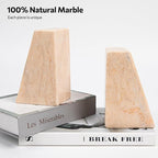 Faticdorr Luxury Marble Bookends for Shelves, 11LB Heavy Duty Marble Book Ends for Heavy Books, Stone Bookends Decorative, Polished, Orange Triangular, Set of 2