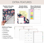 Essential PRO 2026 Daily, Weekly & Monthly Planner, 7"x9": 14 Months (Nov 2025 - Dec 2026) Monthly Tabs,Daily Tracking,Notes Pages,Storage Pocket,Bookmark w Sticky Notes (Small Navy Floral)