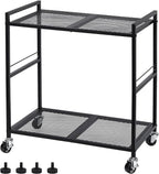 OYEAL Computer Tower Stand, PC Tower Stand Metal Rolling Cart Holds up to 40lbs, 2 Tier Mobile Printer Stand with Storage Under Desk for Home & Office, Black