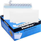 ValBox 500 Count #10 Security Self-Seal Envelopes Windowless Design Security Tint Pattern for Secure Mailing 4-1/8x9-1/2",White Business Envelopes