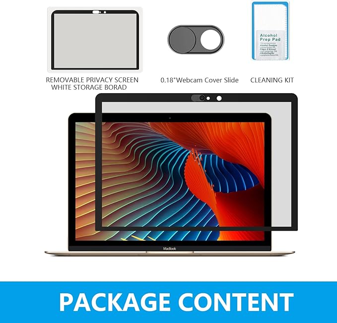 MacBook Privacy Screen Protector - Removable HD Filter, Bubble-Free, Webcam Cover for MacBook Pro 13
