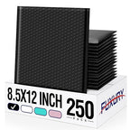 Fuxury 250Pack Black Bubble Mailers 8.5x12" Medium Opaque Bubble Envelopes Strong Adhesion Padded Mailer Thick Padded Envelopes Mailers for Small Business Mailing Books Clothes Makeup Supplies