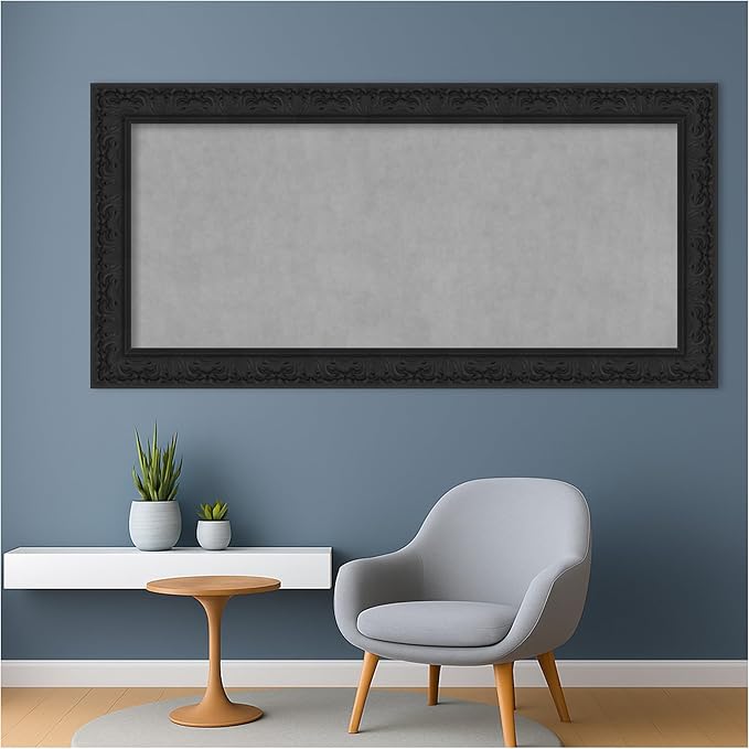 Amanti Art Black Framed Magnetic Board 27x55 Oversize Vision Board for use with Magnets, 100% Metal Sheet to Display Items as Office Decor or for Home Organization in mudroom, Kitchen or Kids Room