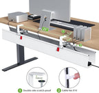KEEGH Extra Large 48" Under Desk Cable Management Tray - Under Desk Cord Management - Clamp/Screw Mount - Support Upto 70lbs - Fabric Wire Management - Cable Raceways Cord Hider for Office/Home, White