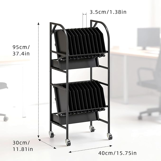 tonchean 20 Device Laptop Charging Cart, 2 Tier Open Charging Station for Laptops Tablet and Chromebook, Office and Classroom Mobile Charging Cart Open Charging Cart with Cable Management